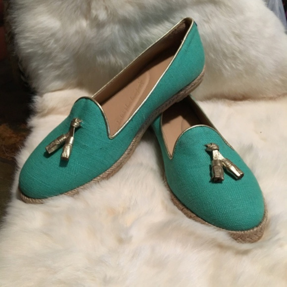 Seychelles Shoes - Chatelles Green Flats Espadrilles Gold Tassel 39